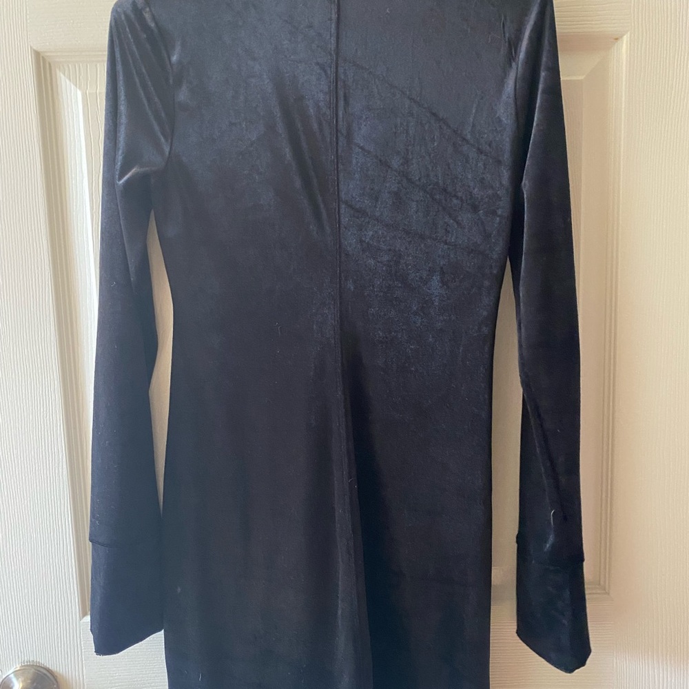 Free People Velvet Button Up Dress Black Long Sleeve - Picture 2 of 4